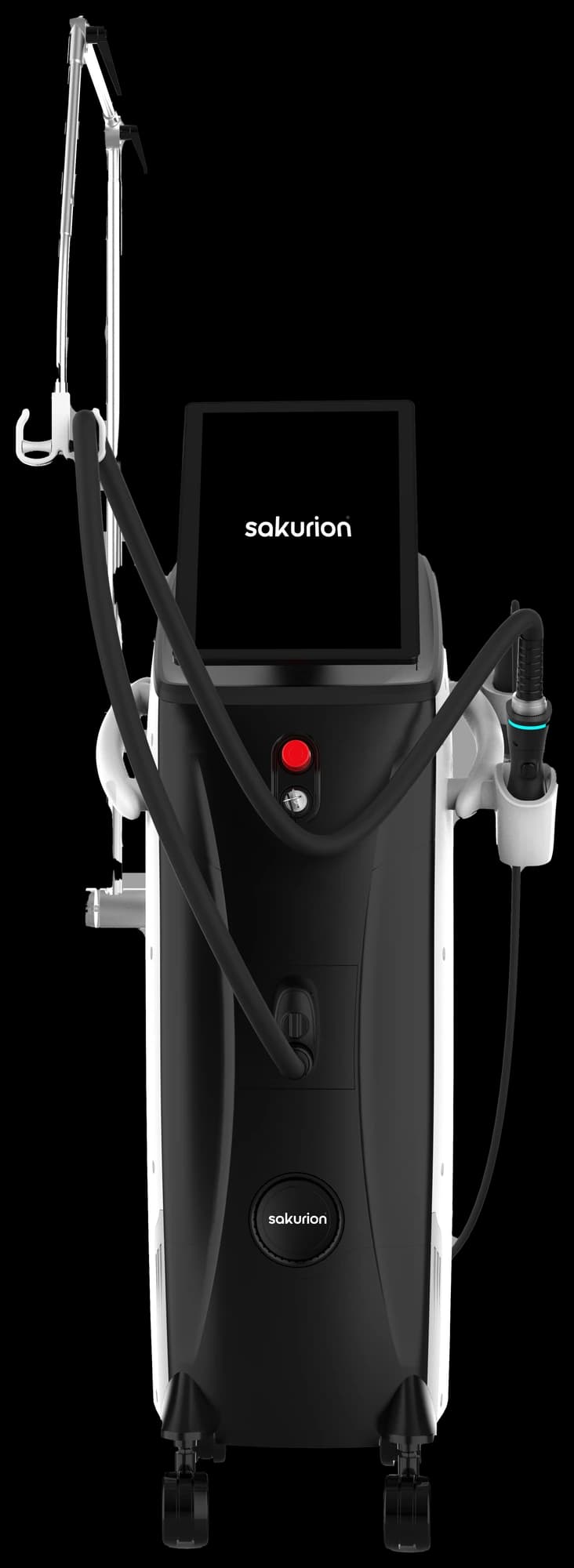 LazePro Ultra in the black finish, seen from the front, with its suspended arm